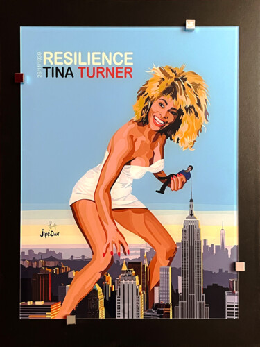 Digital Arts titled "Tina la résiliente" by Jipedan, Original Artwork, Digital Painting Mounted on Wood Panel