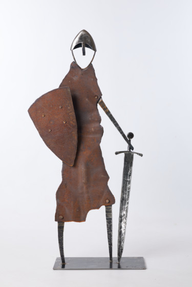 Escultura intitulada "Knight on Guard" por Jiri Genov, Obras de arte originais, Metais