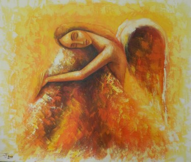 Peinture intitulée "ANGELIC REST" par Jiří Petr, Œuvre d'art originale, Huile