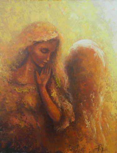 Painting titled "ANGELIC TENDERNESS" by Jiří Petr, Original Artwork, Oil