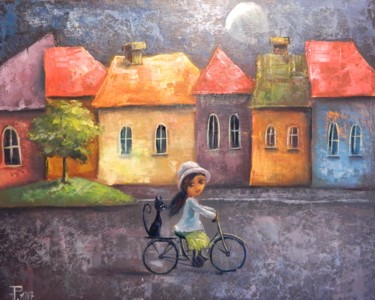 Malerei mit dem Titel "NIGHT TRIP" von Jiří Petr, Original-Kunstwerk, Öl