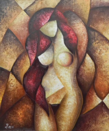 Картина под названием "WOMAN CUBISM" - Jiří Petr, Подлинное произведение искусства, Масло