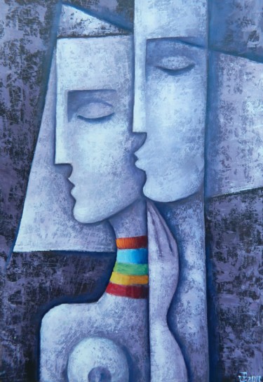 Pintura titulada "KISS" por Jiří Petr, Obra de arte original
