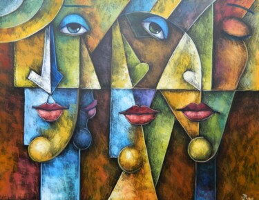 Painting titled "CLEVER HEADS" by Jiří Petr, Original Artwork, Oil