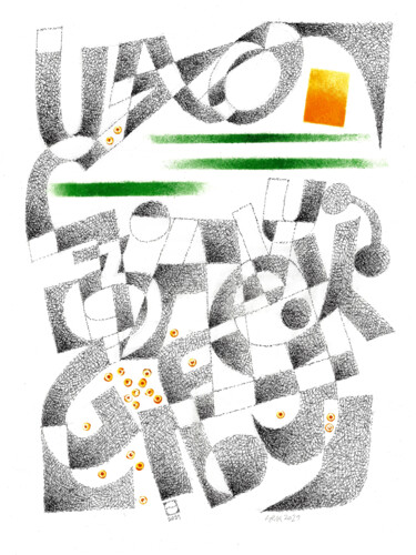 Dessin intitulée "Bez názvu XVIII" par Jiří Srna, Œuvre d'art originale, Marqueur