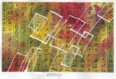 Tekening getiteld "Hieroglyfy" door Jiří Srna, Origineel Kunstwerk, Inkt