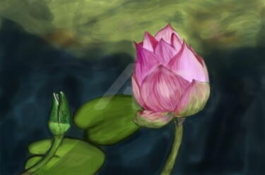Lotus , Digital Painting Digital Arts titled "Lotus , Digital Pai…" by Jishnu Devan S Nampoothiri, Original Art, Digital Painting