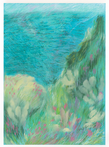 Painting titled "Cactus cliff" by Jitka Gočaltovská, Original Artwork, Pastel