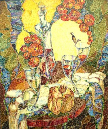 Peinture intitulée "Nature morte P" par Jivko Ianev, Œuvre d'art originale, Huile