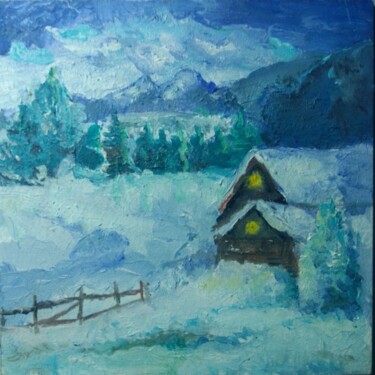 Painting titled "Winter picture" by Jiyonisus, Original Artwork, Oil