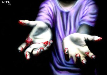 Pintura titulada "sangre de mis manos" por Jjfez, Obra de arte original