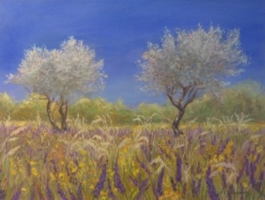 Peinture intitulée "Provence" par Josette Francois, Œuvre d'art originale, Pastel