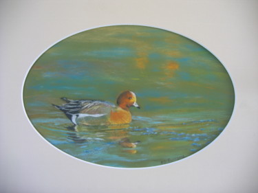 Peinture intitulée "le retour du canard…" par Josette Francois, Œuvre d'art originale, Pastel