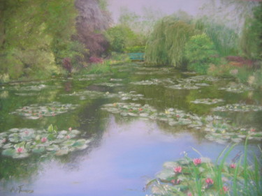 Peinture intitulée "Giverny" par Josette Francois, Œuvre d'art originale, Pastel