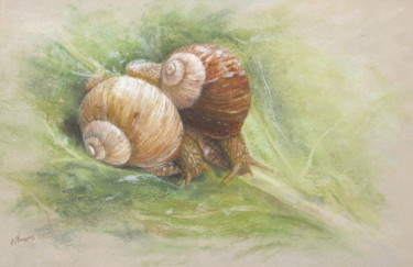 Painting titled "duo de Bourgogne" by Josette Francois, Original Artwork, Pastel