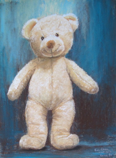 Peinture intitulée "Nounours Oscar" par Josette Francois, Œuvre d'art originale, Pastel