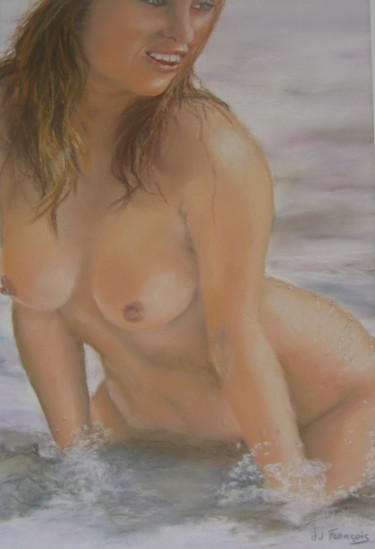 Painting titled "Eau fraiche" by Josette Francois, Original Artwork, Pastel