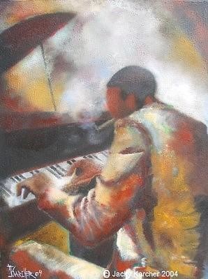 Peinture intitulée "pianiste" par Jacky Karcher, Œuvre d'art originale