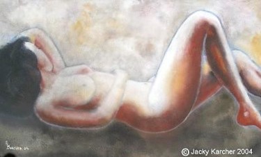 Peinture intitulée "nu allongé" par Jacky Karcher, Œuvre d'art originale