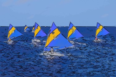 Digital Arts titled "Sailboats Racing" by Jack Cash Jr, Original Artwork