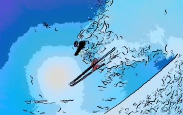 Arte digitale intitolato "Skiing" da Jack Cash Jr, Opera d'arte originale
