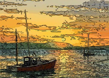 Digital Arts titled "Fishing Boats At Da…" by Jack Cash Jr, Original Artwork