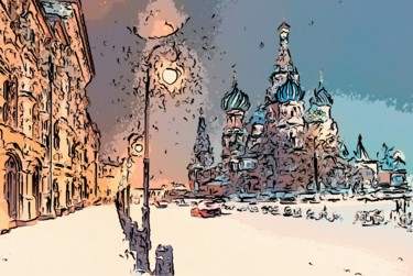 Arte digitale intitolato "Snowy Street" da Jack Cash Jr, Opera d'arte originale