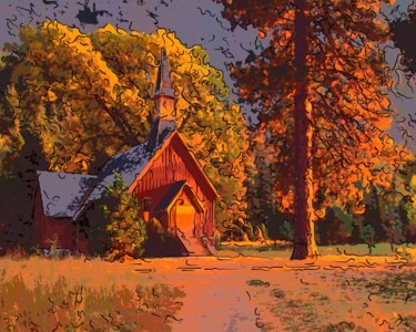 Digitale Kunst getiteld "An Old Church In Th…" door Jack Cash Jr, Origineel Kunstwerk