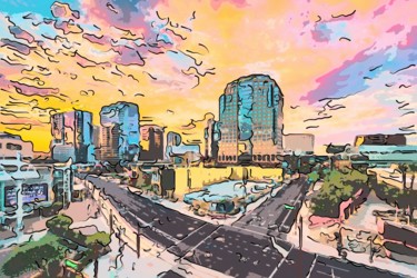 Digital Arts titled "Downtown At Sunrise" by Jack Cash Jr, Original Artwork