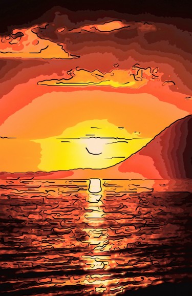 Digital Arts titled "Sunset Over The Bay" by Jack Cash Jr, Original Artwork