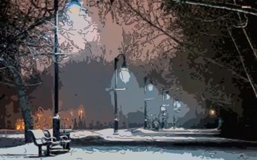 Arts numériques intitulée "Snowy Park Trail" par Jack Cash Jr, Œuvre d'art originale