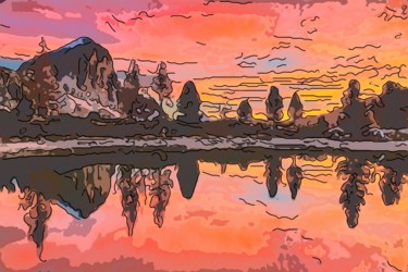 Arts numériques intitulée "Mountain Pond" par Jack Cash Jr, Œuvre d'art originale