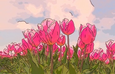 Digital Arts titled "Pink Flowers" by Jack Cash Jr, Original Artwork
