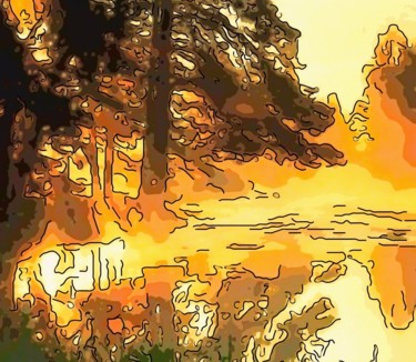 Arts numériques intitulée "Golden Pond" par Jack Cash Jr, Œuvre d'art originale