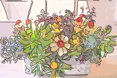 Arts numériques intitulée "Flowers In A Vase" par Jack Cash Jr, Œuvre d'art originale
