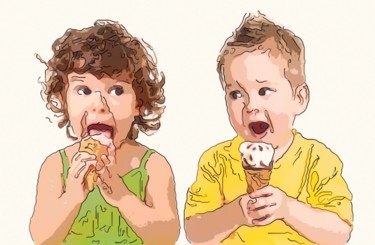 Arts numériques intitulée "Ice Cream Twins" par Jack Cash Jr, Œuvre d'art originale, Peinture numérique