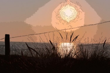 Arts numériques intitulée "Fenceline Sunrise" par Jack Cash Jr, Œuvre d'art originale, Peinture numérique