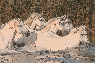 Digital Arts titled "Wild Horses" by Jack Cash Jr, Original Artwork, Digital Painting