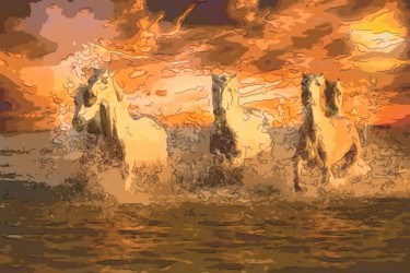 Arts numériques intitulée "Wild Horses 2" par Jack Cash Jr, Œuvre d'art originale, Peinture numérique