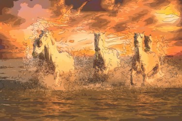 Arte digitale intitolato "Wild Horses 2" da Jack Cash Jr, Opera d'arte originale, Pittura digitale
