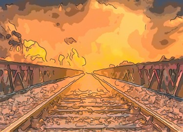 Arte digitale intitolato "Train Bound For Now…" da Jack Cash Jr, Opera d'arte originale, Pittura digitale