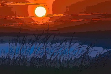 Digital Arts titled "Moonrise Over The S…" by Jack Cash Jr, Original Artwork, Digital Painting
