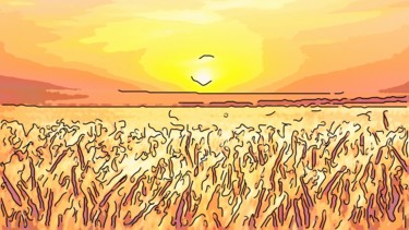 Arts numériques intitulée "A Field Of Wheat" par Jack Cash Jr, Œuvre d'art originale, Peinture numérique