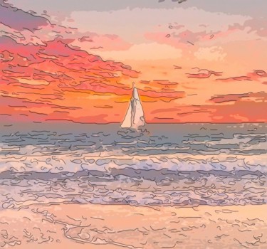 Digital Arts titled "Sailing Away" by Jack Cash Jr, Original Artwork, Digital Painting