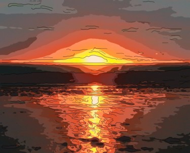 Arts numériques intitulée "Low Tide Sunset" par Jack Cash Jr, Œuvre d'art originale, Peinture numérique