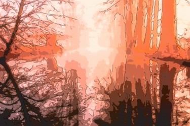 Artes digitais intitulada "Pond In Winter" por Jack Cash Jr, Obras de arte originais, Pintura digital