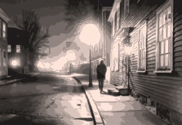 Digital Arts titled "Walking After Midni…" by Jack Cash Jr, Original Artwork, Digital Painting