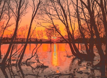 Arte digitale intitolato "Sundown 3" da Jack Cash Jr, Opera d'arte originale, Pittura digitale