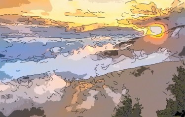 Arte digitale intitolato "Smokey Mountain Sun…" da Jack Cash Jr, Opera d'arte originale, Pittura digitale