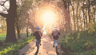 Digital Arts titled "Bike Ride" by Jack Cash Jr, Original Artwork, Digital Painting